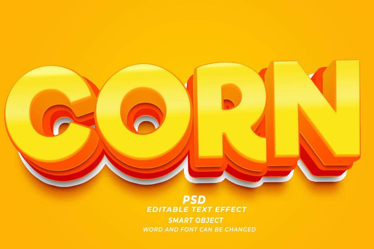 Corn PSD 3D editable text effect, a Layer Style Add-On by TrueVector
