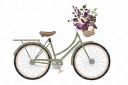 Deep Plum Floral Bicycle Vectors, an Illustration by Amanda Ilkov (Thumbnail 3 of 5)