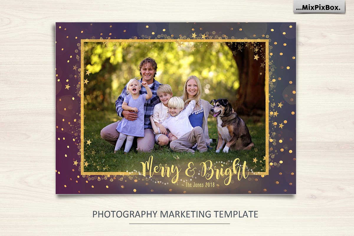 Christmas Card Merry and Bright, a Card Template by MixPixBox (Photo 1 of 5)