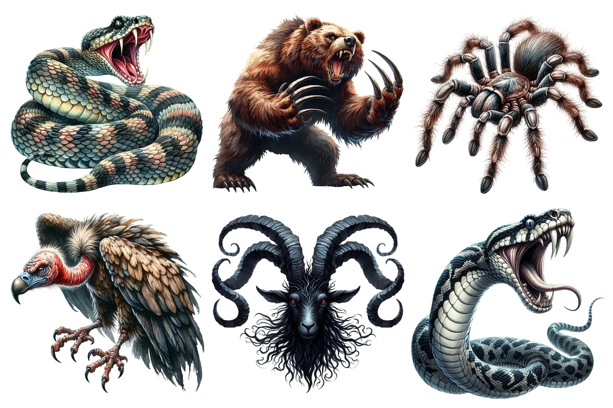 Scary Animals Sublimation PNG, an Illustration by Pixels.Craft (Photo 2 of 7)