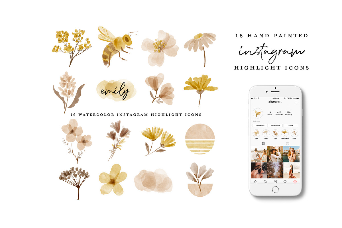 64 Watercolor Instagram Highlight, an Illustration by beatriceviyiwi (Photo 3 of 5)