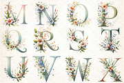 Alphabet, Letters, Floral Clipart, an Illustration by DreamCafeArt (Thumbnail 2 of 3)