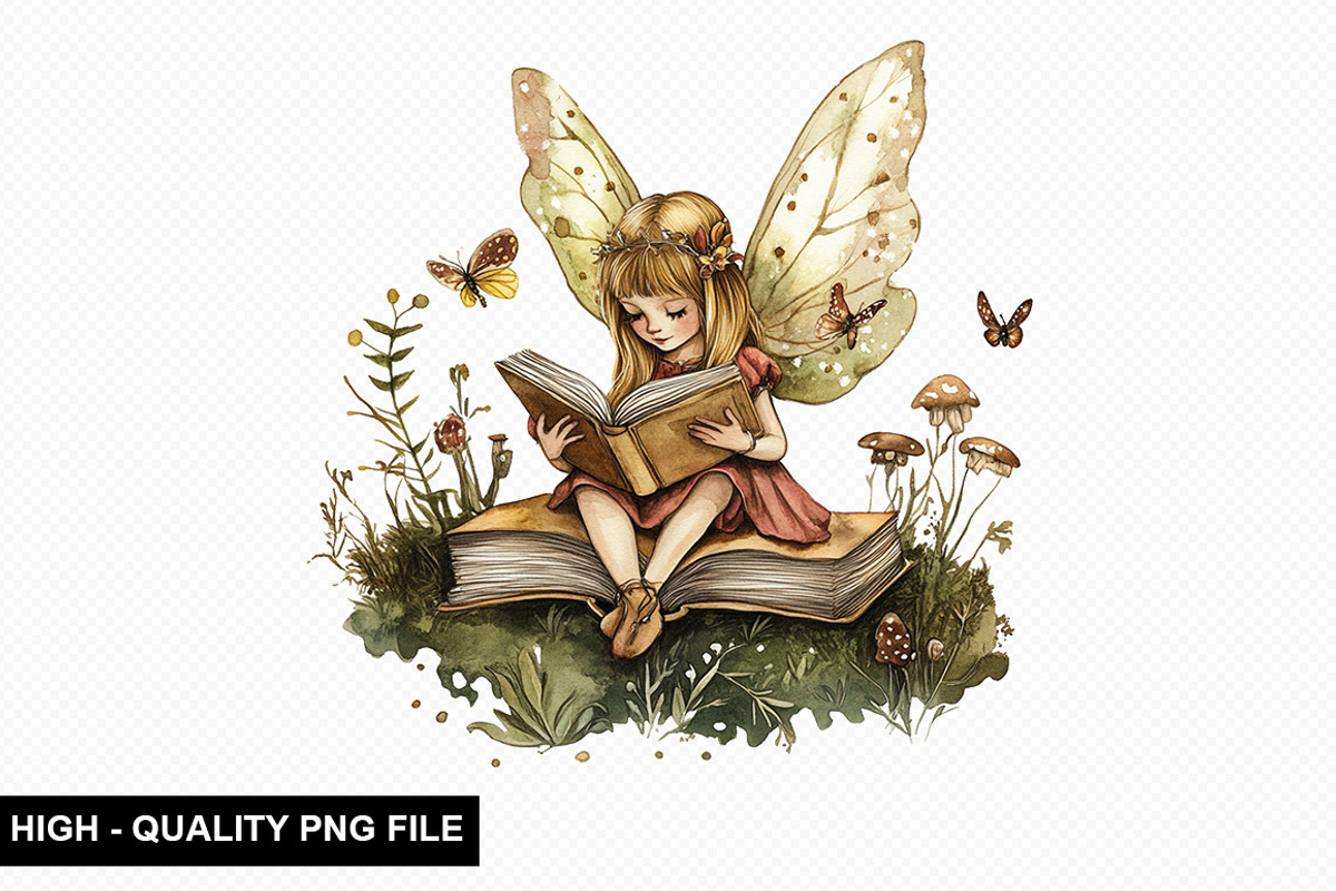 Fairy Whimsical Reading Clipart Bund, an Illustration by crative8112 (Photo 4 of 10)