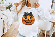 Retro Halloween Coquette Pumpkin Png, an Illustration by Watercolor design (Thumbnail 2 of 2)