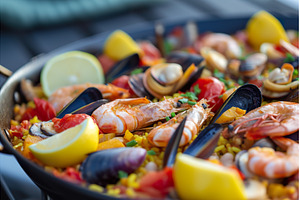Delicious seafood paella with shrimp, a Food & Drink Photo by Lermont51