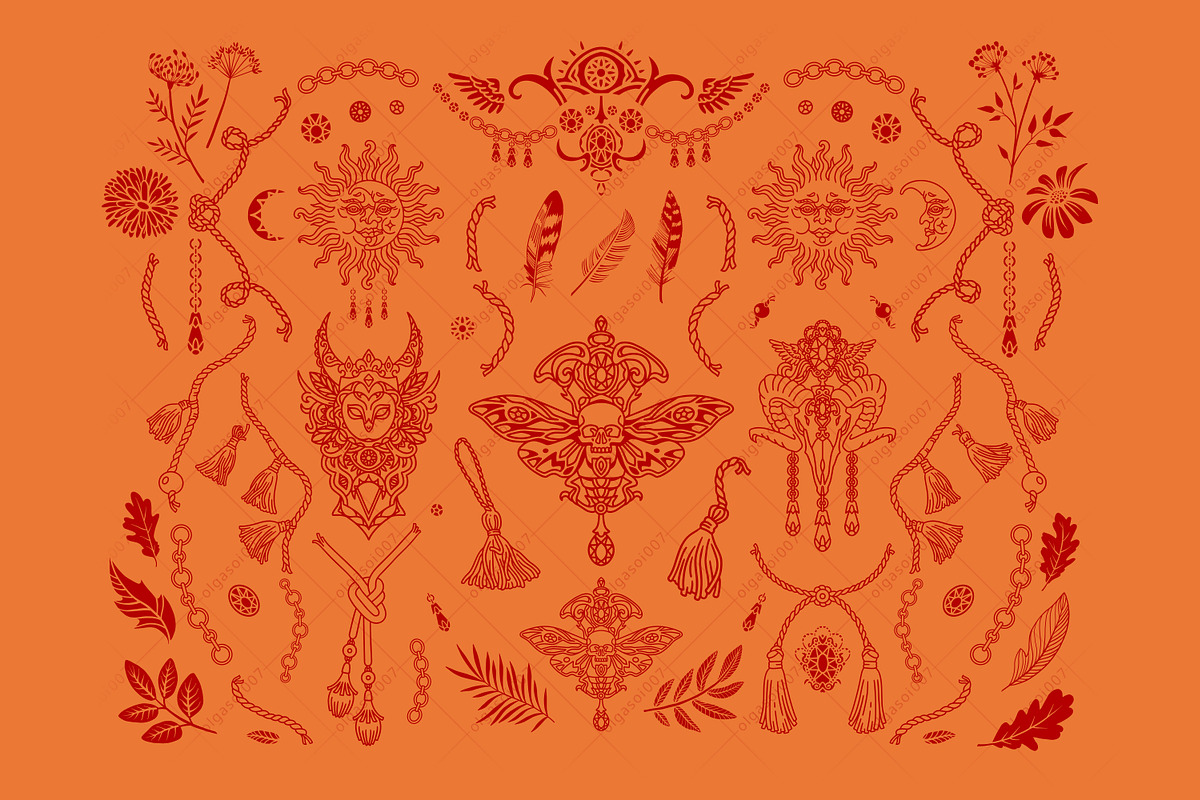 Talismans amulets. Magic boho summer, a Decorative Illustration by OlgaSoi007 (Photo 4 of 10)