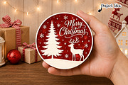 Merry Christmas Deer Round Sign SVG, an Object Graphic by OK Design (Thumbnail 2 of 3)
