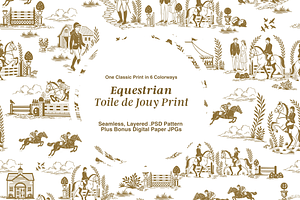Equestrian Illustrated Print, a Pattern Graphic by Hughes Studio