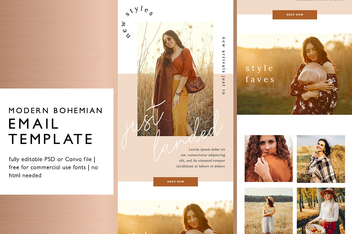 Modern Boho Email Marketing Template, an Email Template by KikiBunnyCreative (Photo 1 of 7)