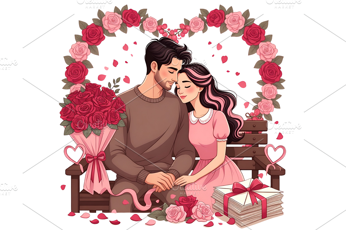 Prompt Valentine Day Couple Clipart, a Seasonal Illustration by Creative design (Photo 5 of 7)