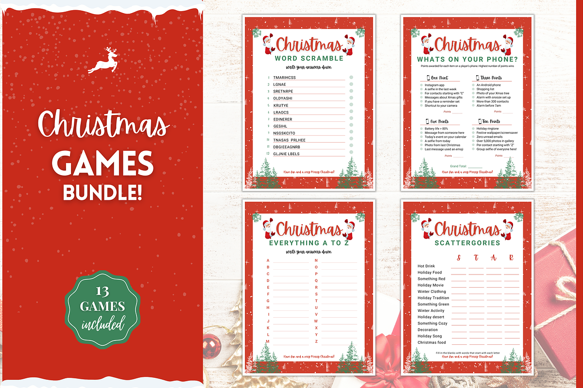 Christmas Games BUNDLE - 13 games!, a Templates & Theme by Templatables (Photo 2 of 9)