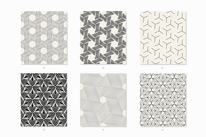 Hexagons & Petals. Seamless Patterns