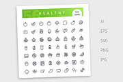 Healthy Food Line Icons Set, an Outline Icon by Voysla's Shop (Thumbnail 4 of 4)