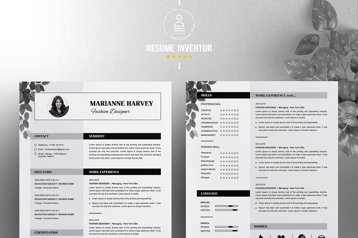 Floral Resume / CV Template, a Resume Template by ResumeInventor (Photo 2 of 6)