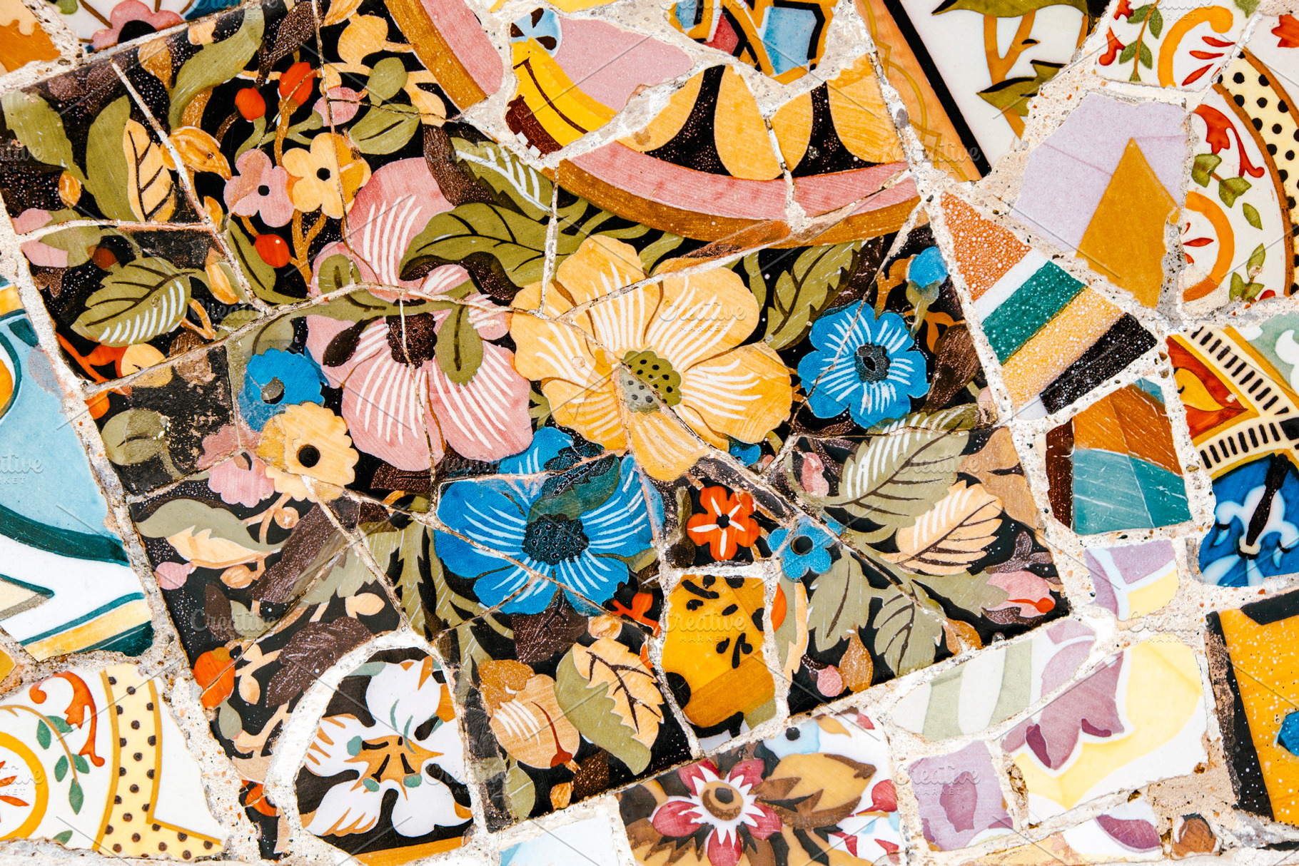 Mosaic tiles in Park Guel Barcelona, an Architecture Photo by BOOCYS