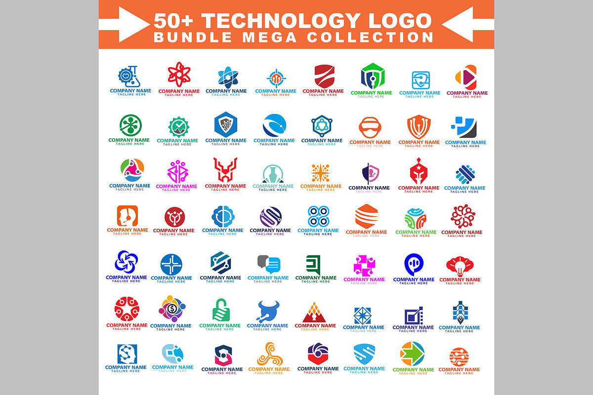 Mega Tech Collection 50+ Bundle, a Branding & Logo Template by ArmanHossen75