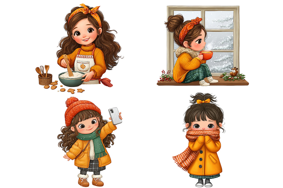 Daily Routine Winter Girl Clipart, an Illustration by Craft Nest (Photo 4 of 9)