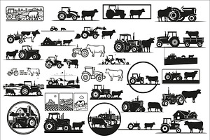 Rustic farm tractor and cow design, an Illustration by Amazin_art