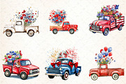 watercolor Floral Truck 4th of july, an Illustration by DreamCafeArt (Thumbnail 3 of 5)
