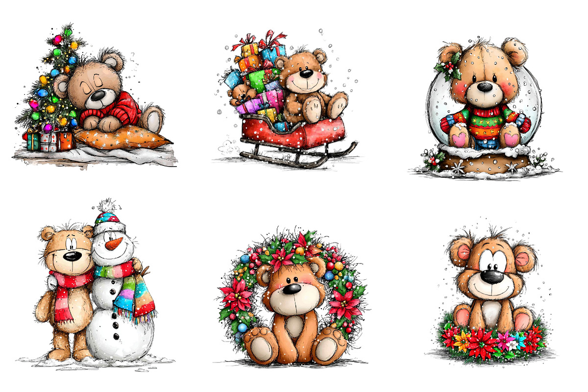 Wishmical Christmas Teddy Bear Clipa, an Illustration by CreationArt (Photo 3 of 5)