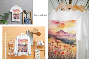 Watercolor Mountain Landscapes Set 2