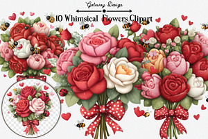 Whimsical Flowers Clipart,Flowers Bu, an Illustration by GatewayDesign