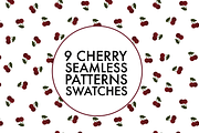 9 Seamless cherry pattern swatches, a Pattern Graphic by Salty Lunch (Thumbnail 1 of 10)