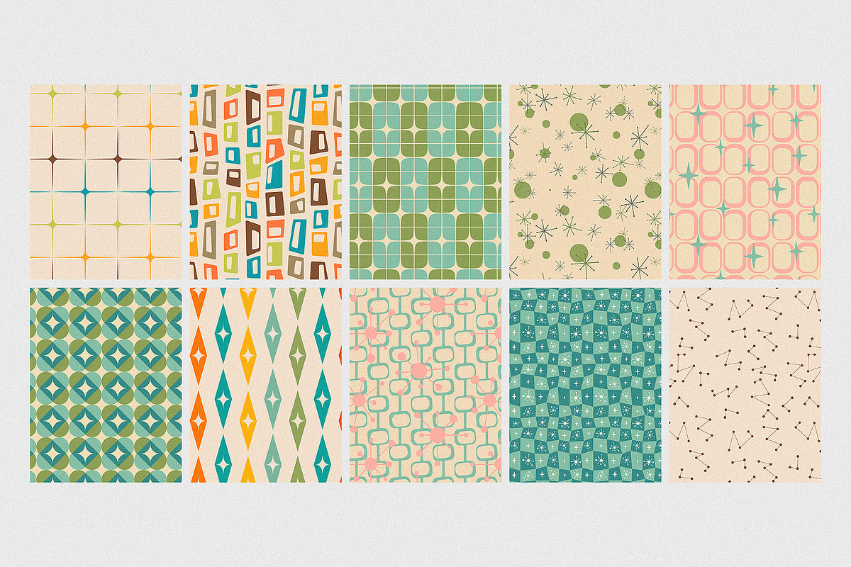 Mid-Century 1950's Retro Pattern Set, a Pattern Graphic by Kokoshka (Photo 2 of 2)