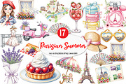 Parisian Summer Clipart, an Illustration by Watercolor design (Thumbnail 1 of 4)