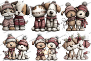 Whimsical Christmas Cat Dog Clipart, an Illustration by DreamArtGraphic (Thumbnail 3 of 5)
