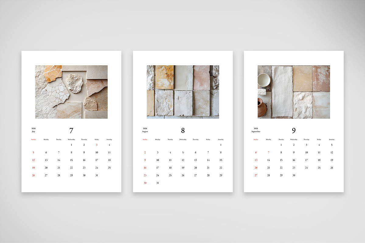 Minimalist Stone 2026 Calendar, a Print Template by McLittle Stock (Photo 1 of 6)