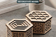 Decorative Hexagon Box Laser Cut SVG, a Graphic by AtacanDigital (Thumbnail 2 of 8)