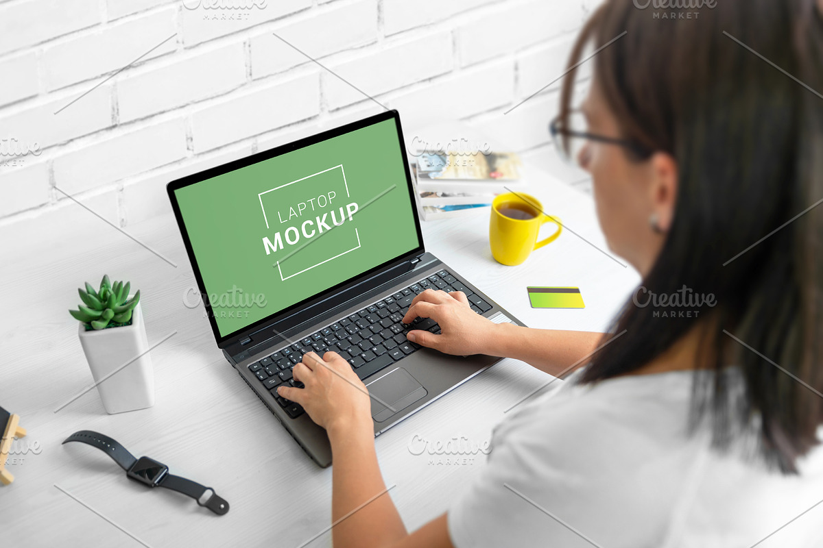 Laptop mockup on office desk, a Books & Magazine Mockup by RSplaneta