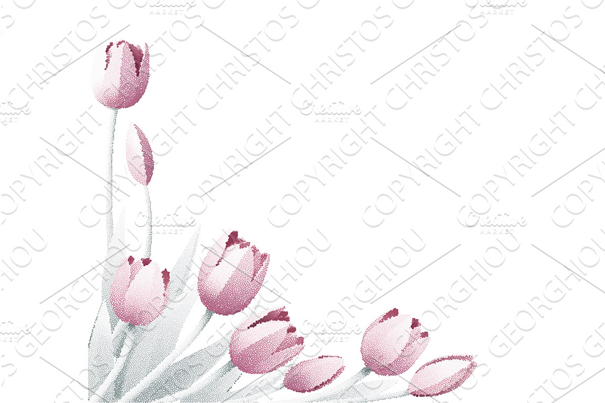 Flower Spring Tulips Bouquet Dots, an Object Illustration by Christos Georghiou