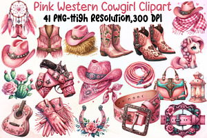 Watercolor Pink Western Cowgirl Clip, an Illustration by Sublimation Artist