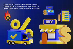 Shopping Icon 3D Illustration Pack