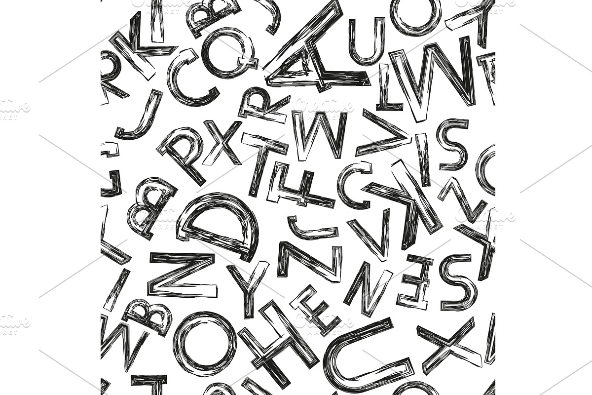 Graphic black pattern with letters, a Pattern Graphic by RODINA (Photo 1 of 3)