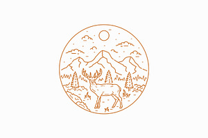 Deer Wildlife Mountain Forest Logo, a Branding & Logo Template by Signatoro