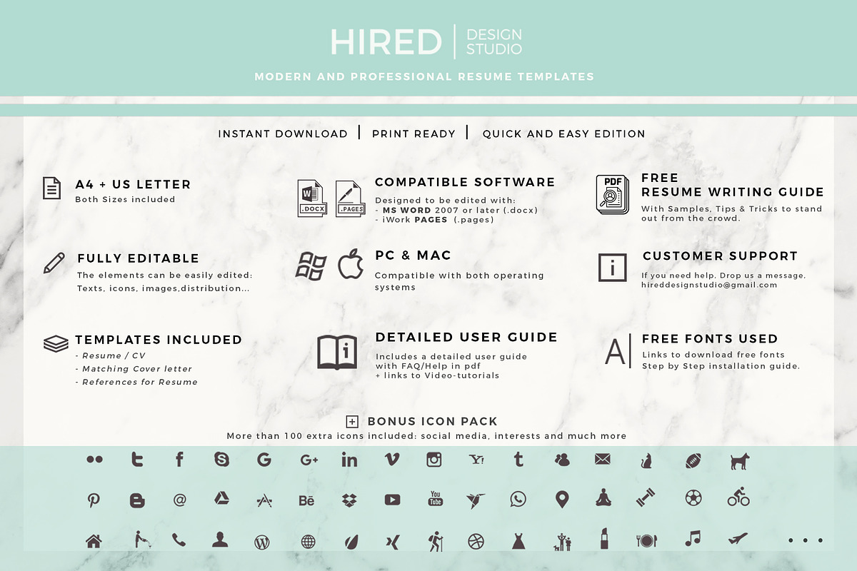 Professional Resume Format Example, a Resume Template by HIRED Design Studio (Photo 12 of 18)