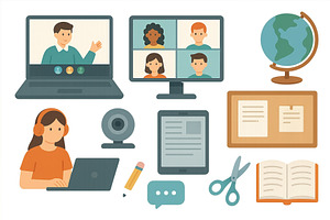Online learning environment with, an Education Illustration by ZinetroN