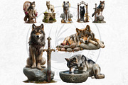 Watercolor Mystic Wolves Clipart Set, an Animal Illustration by ThatsDesignArt (Thumbnail 11 of 15)