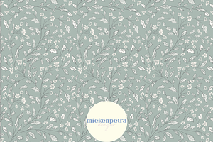 Trailing Teal Floral Vines Pattern