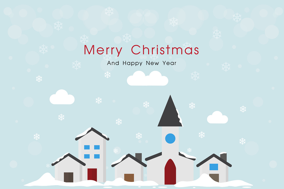 Merry Christmas City Greeting Card, a Decorative Illustration by Karawan