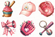 Retro Girly Baseball Clipart, an Illustration by OK Design (Thumbnail 2 of 5)