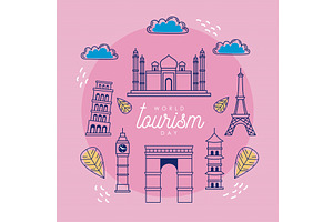 world tourism day lettering poster, an Illustration by studiogstock