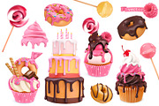 Cake, cupcakes, donuts, vector icons, an Icon by Allevinatis Studio (Thumbnail 1 of 9)