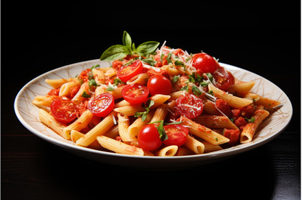 Saucy Italian pasta penne. Generate, a Food & Drink Photo by Ylivdesign