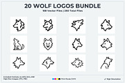 20 Outline Wolf Head Logos Bundle, an Animal Illustration by Vectorium Studio (Thumbnail 1 of 5)