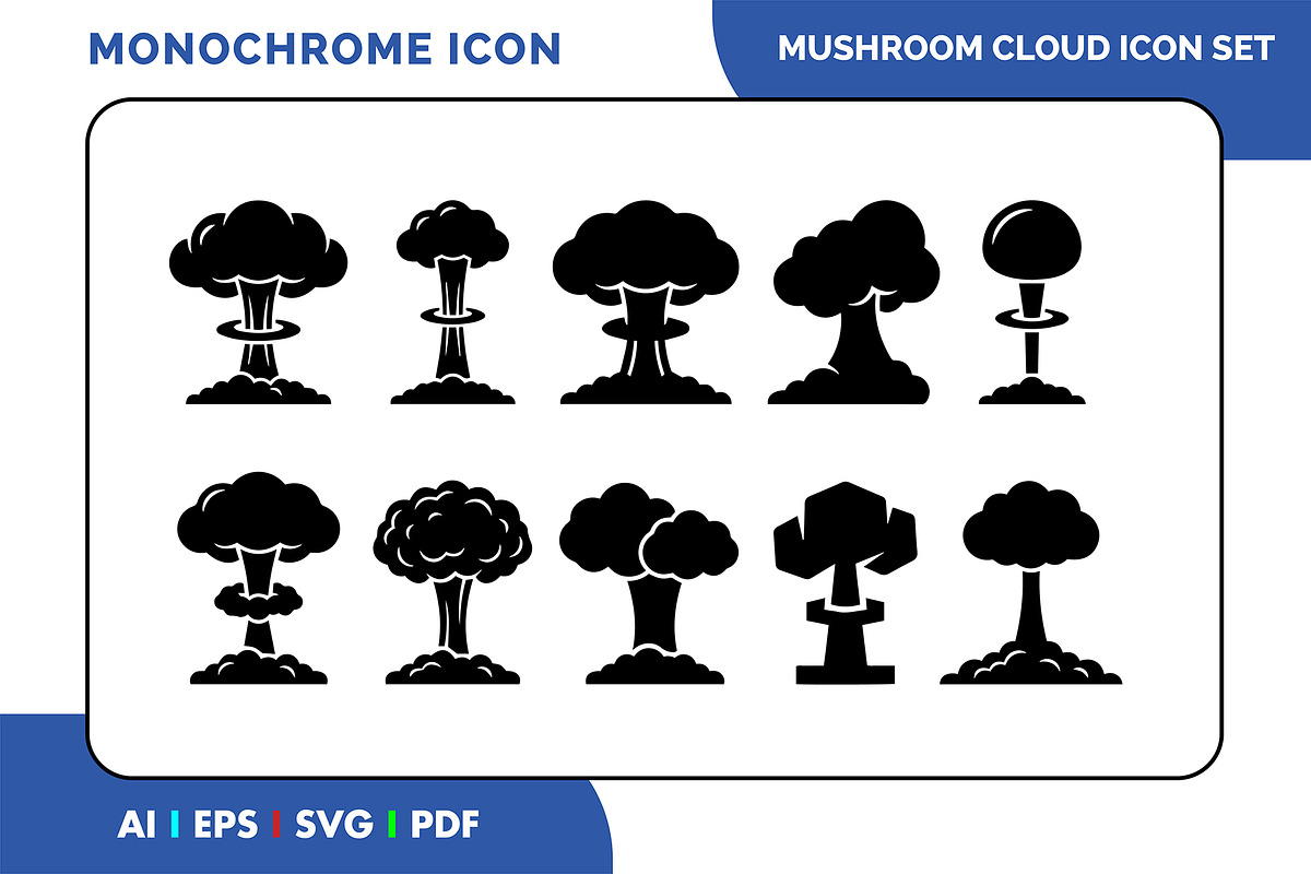 Mushroom Cloud Vector Icon Pack, a Solid Icon by Fontmine Studio (Photo 1 of 3)