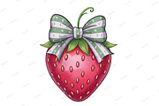 Cute Coquette Bow Strawberry Summer, an Illustration by Designking (Thumbnail 1 of 6)